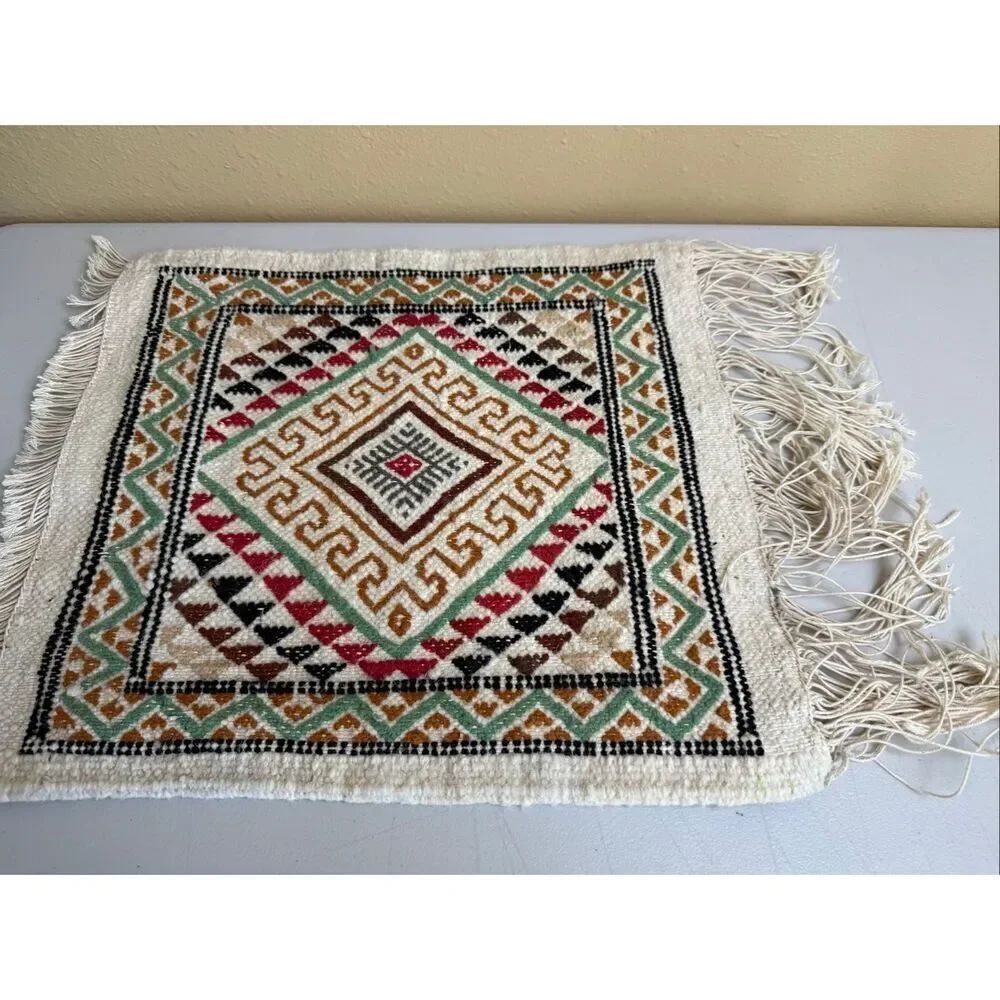 age Handwoven Wool Anatolian/Caucasian Tribal Rug Sampler – Diamond Medallion,